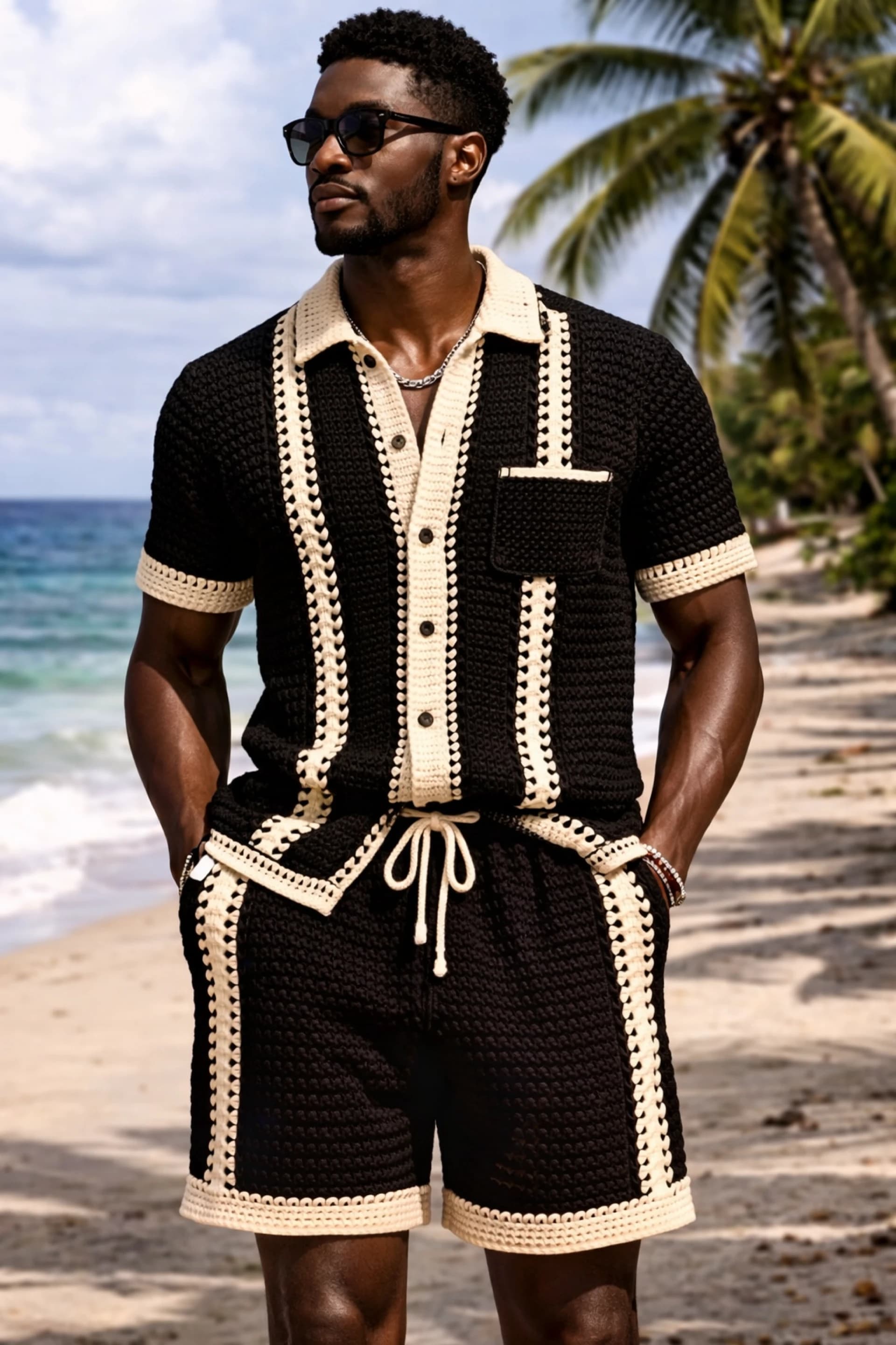 Noir Shirt & Shorts Set